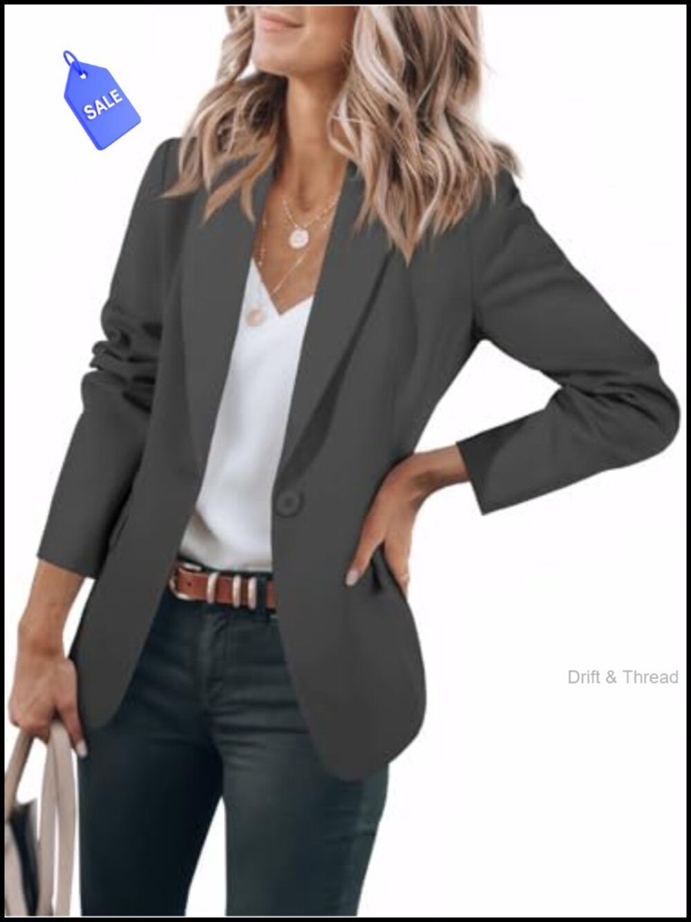 Womens Open Front Blazer Long Sleeve Slim Fit Business Casual Suit Jacket